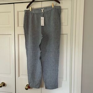 NWT Eileen Fisher Garment-Dyed Organic Handkerchief Linen Ankle Pant sz L/G